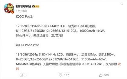 iQOOPad2/pro上市时间及价格
