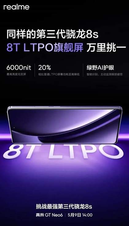 真我GT Neo6今天发布 发布时间以及性能一览