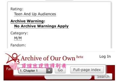 《ao3》看文跳章节方法