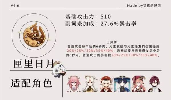 原神4.6版本大月卡武器属性一览 武器角色搭配推荐