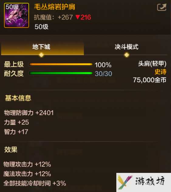 《地下城与勇士：起源》毛丛熔岩护肩装备图鉴