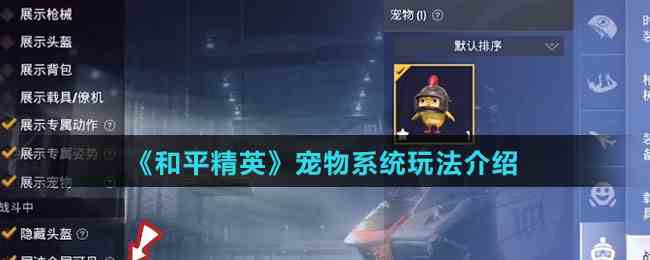 《和平精英》宠物系统玩法介绍