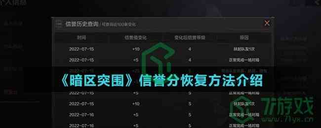 《暗区突围》信誉分恢复方法介绍