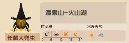 《心动小镇》“长戟大兜虫”捕捉位置说明,长戟大兜虫在那抓