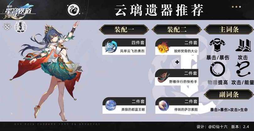 《崩坏星穹铁道》“云璃”遗器选择建议，云璃遗器怎么选