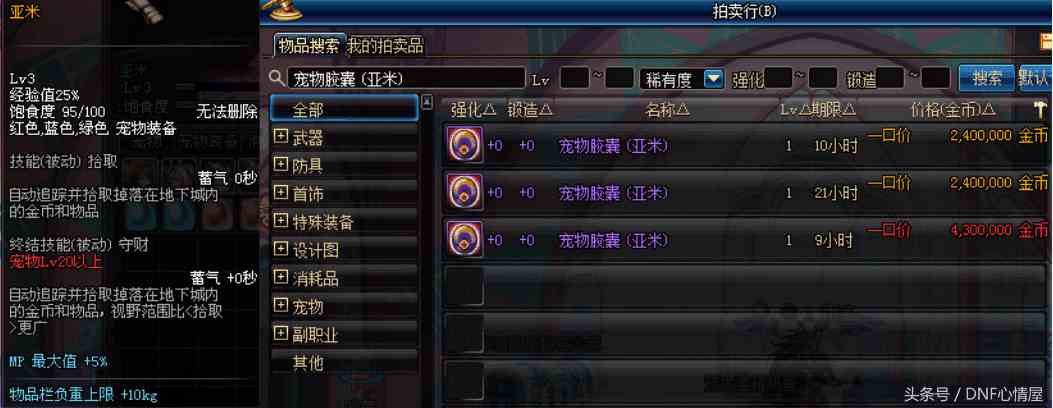 dnf可交易宠物排行，DNF拍卖行值得买的宠物