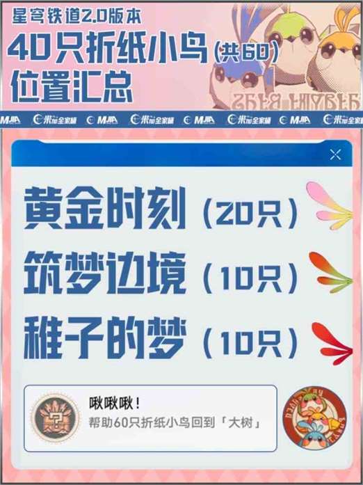 《崩坏星穹铁道》全折纸小鸟位置一览 折纸小鸟收集攻略