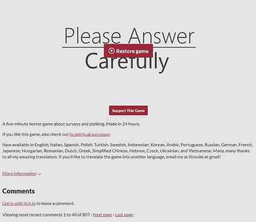 Please Answer Carefully(女鬼1模拟器)