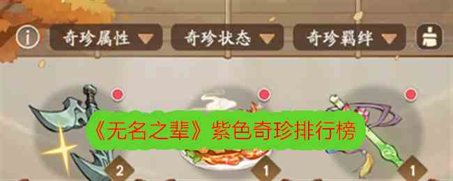 《无名之辈》紫色奇珍排行榜
