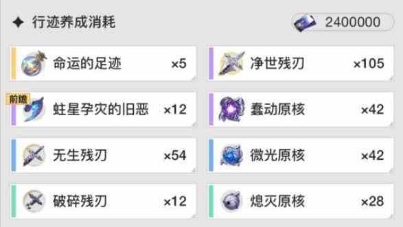 《崩坏：星穹铁道》雪衣突破材料一览