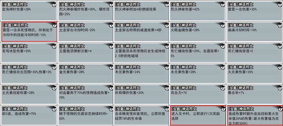 《弓箭侠》神话符文汇总