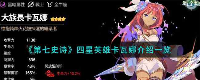 《第七史诗》四星英雄卡瓦娜介绍一览