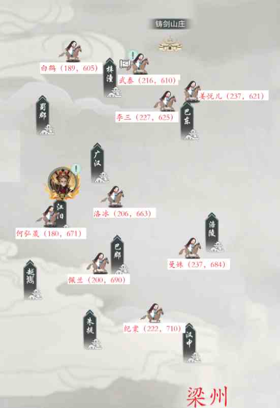 《江湖悠悠》大世界榜单BOSS坐标位置大全