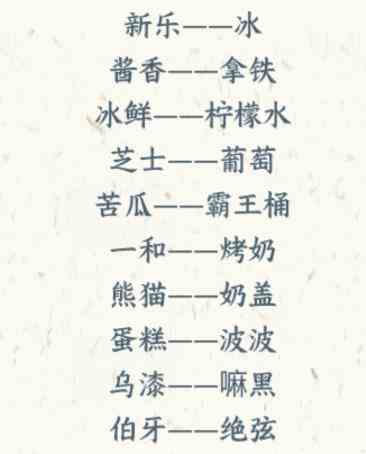 《文字来找茬》热门饮品拖动还原饮品名通关攻略