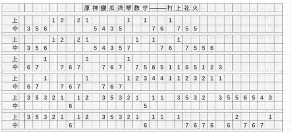 《原神》打上花火琴谱简谱分享