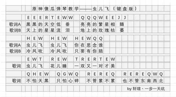 《原神》虫儿飞琴谱简谱分享