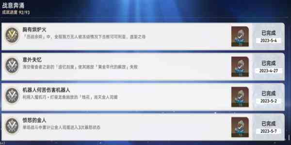 《崩坏：星穹铁道》战意奔涌成就一览