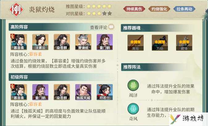《江湖如梦》炎狱灼烧队阵容搭配推荐