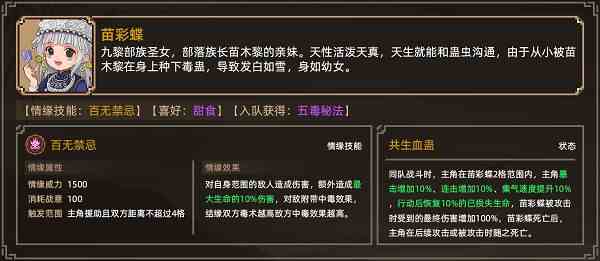 《大侠立志传》苗彩蝶怎么结缘苗彩蝶结缘攻略1