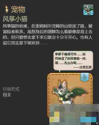 《最终幻想14：水晶世界》风筝小猫宠物获得方法