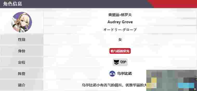 《卡拉彼丘》奥黛丽格罗夫技能介绍