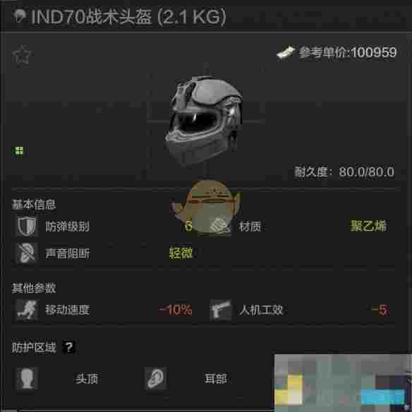 《暗区突围》IND70战术头盔属性一览