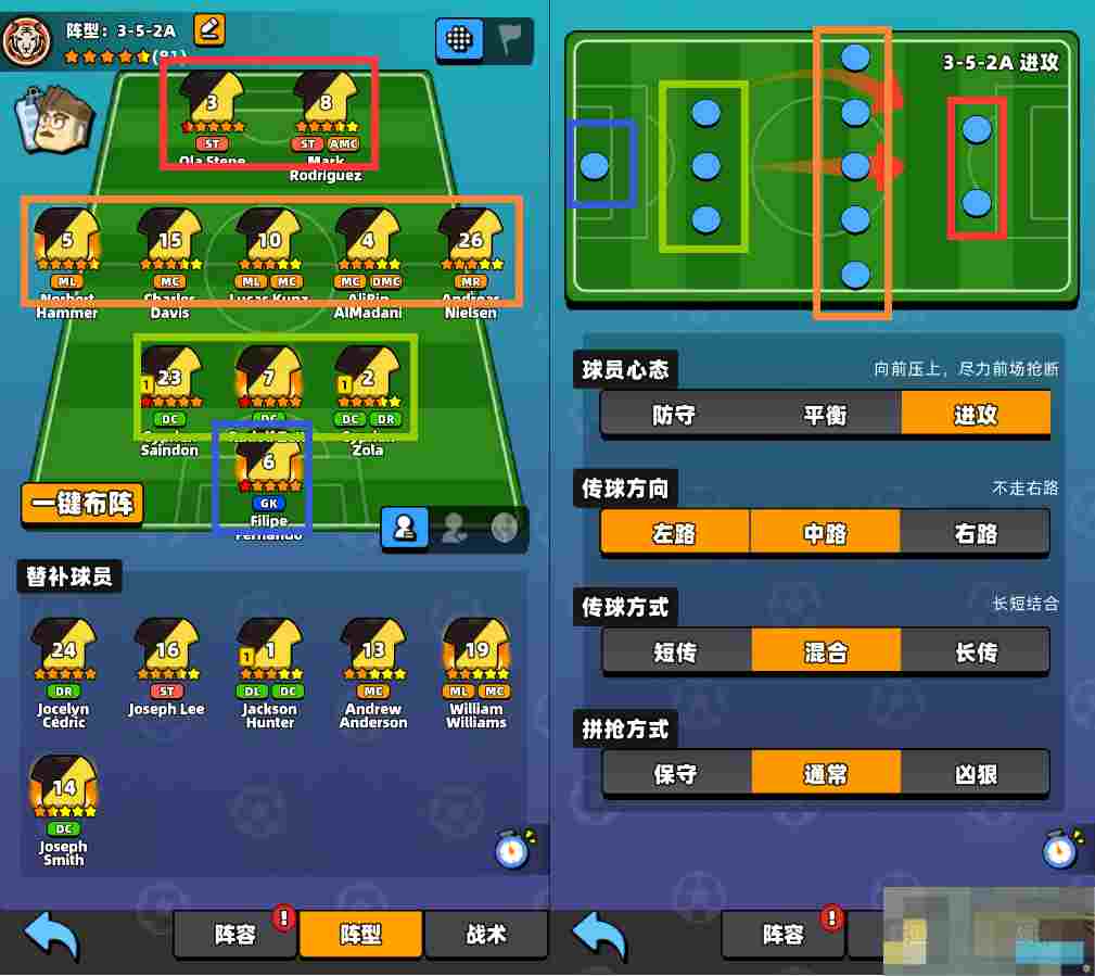 《新星足球世界》球员位置与战术