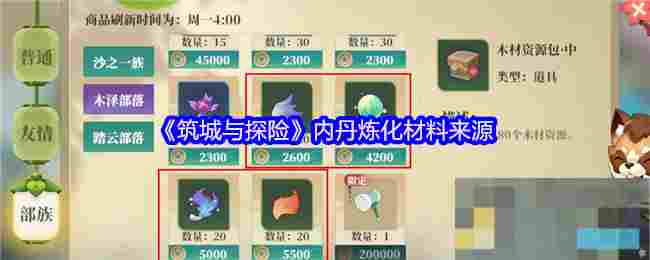 《筑城与探险》内丹炼化材料来源
