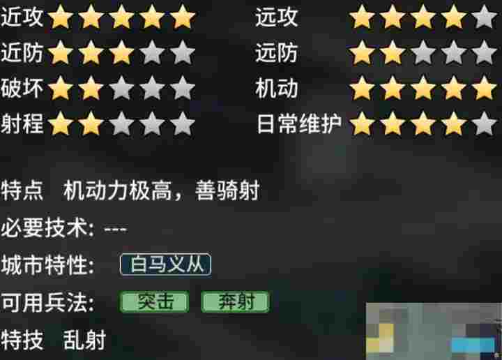 《汉末霸业》骑兵特殊兵种介绍