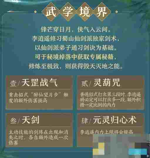 《剑网3》侠客李逍遥武学技能一览