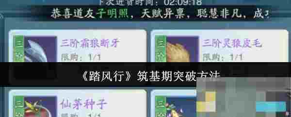 《踏风行》筑基期突破方法