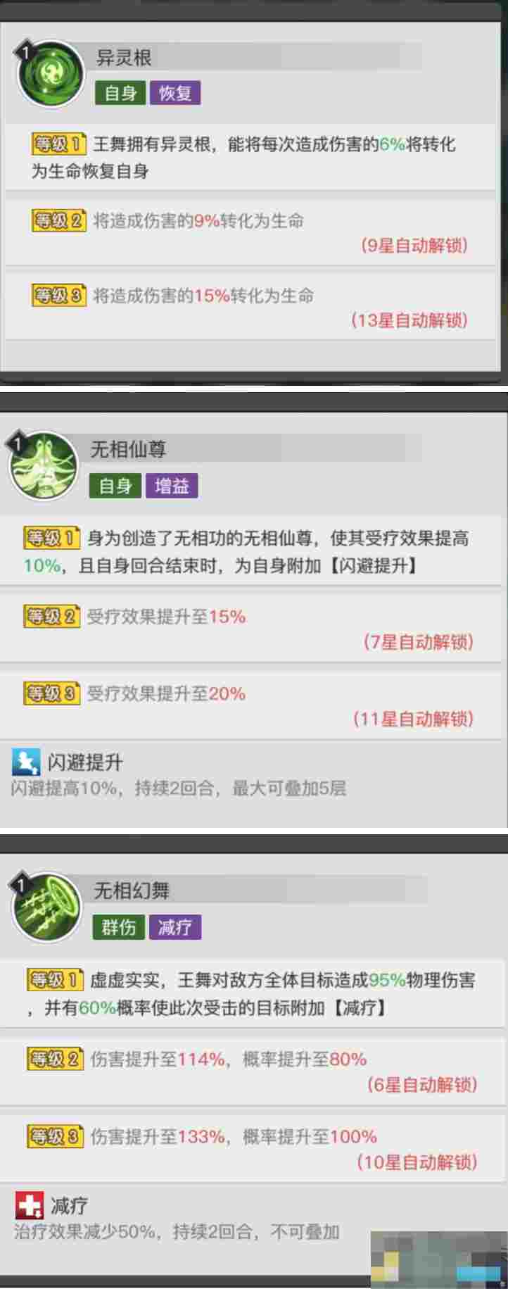 《三千幻世》王舞技能定位一览