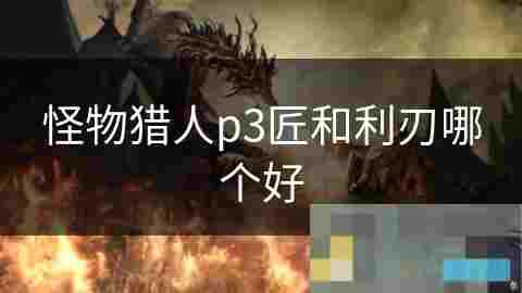 怪物猎人P3匠与利刃技能对比分析选择