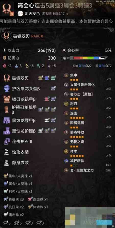 怪物猎人荒野双刀百会流高效配装方法