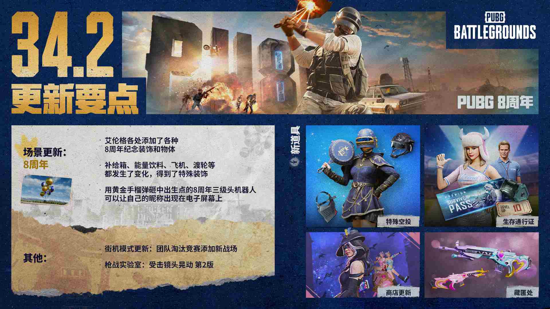 PUBG8周年庆典342版本更新吃鸡攻略