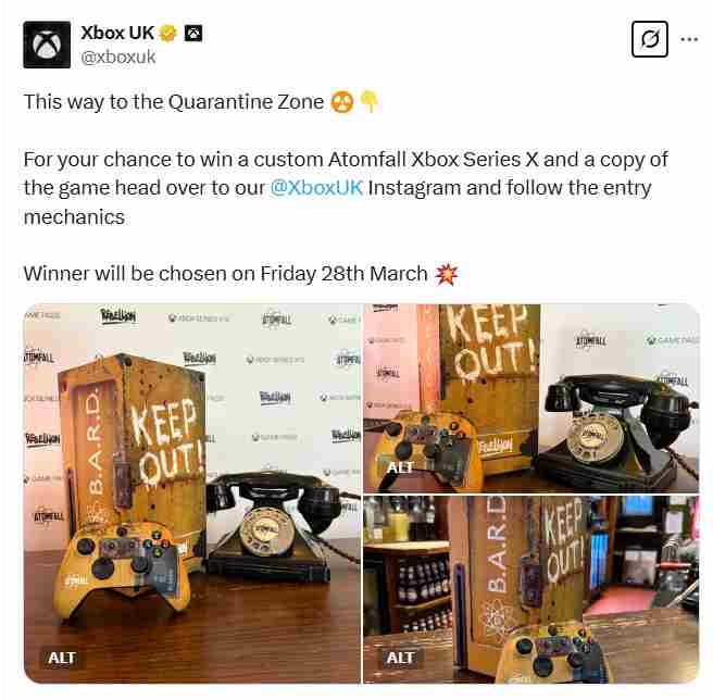 Xbox发布原子陨落XXS主题主机参与抽奖赢取机会