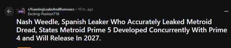 银河战士Prime 5确定2027年亮相Switch2