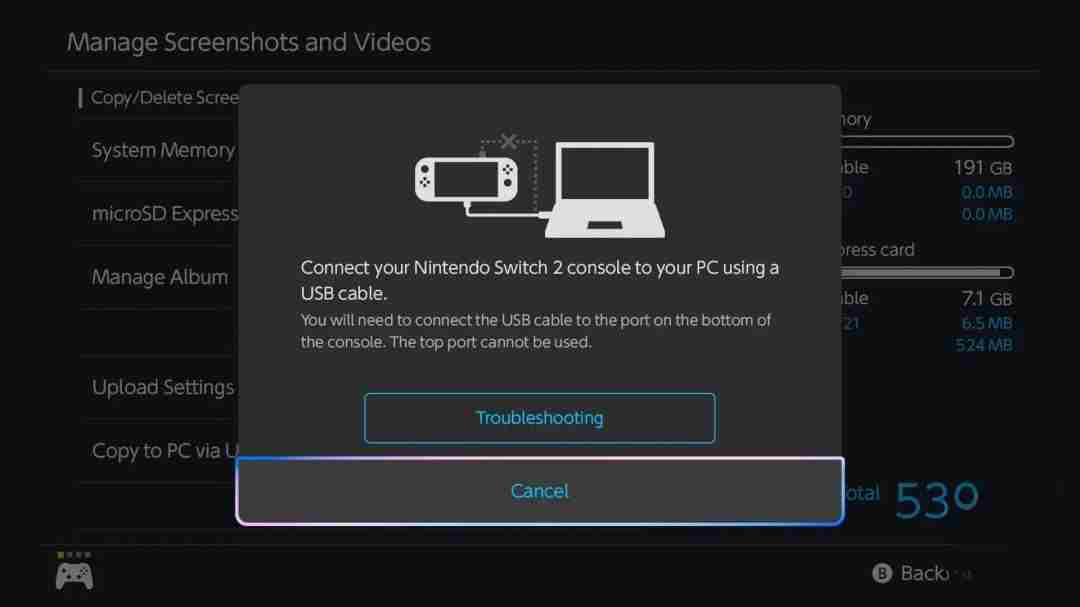 Switch2截图快速传输至PC警惕接口正确连接