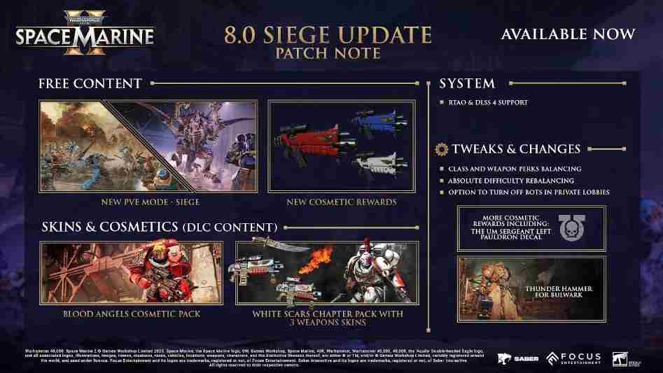 战锤40K星际战士2九月更新发布新职业武器及DLC