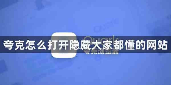 夸克怎么打开隐藏大家都懂的网站
