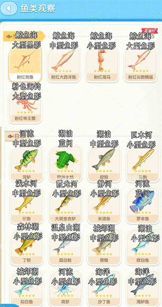 《心动小镇》鱼的图鉴刷取攻略