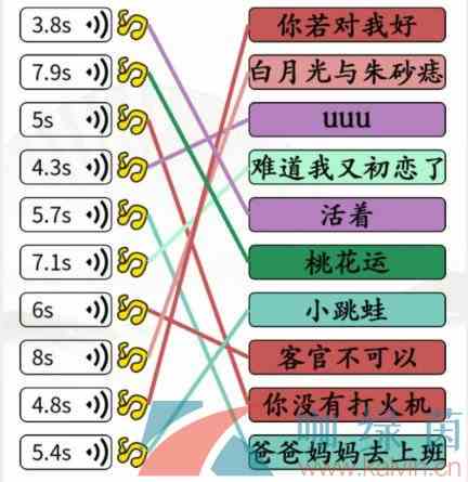 《汉字找茬王》听音连线正确的歌曲名通关攻略