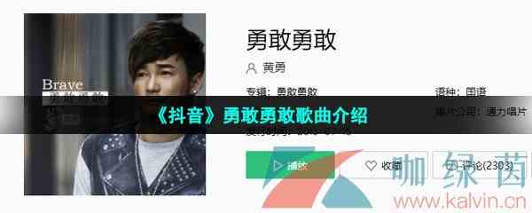 《抖音》勇敢勇敢歌曲介绍