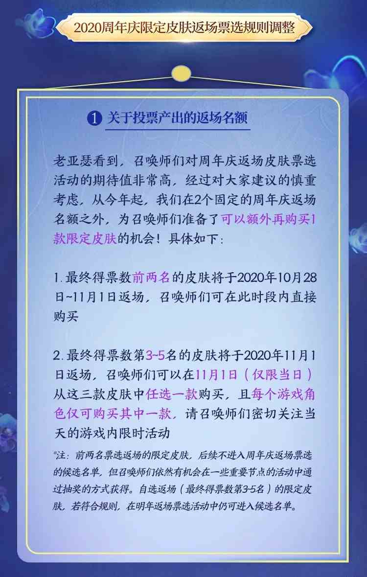 《王者荣耀》五周年庆返场皮肤投票规则介绍