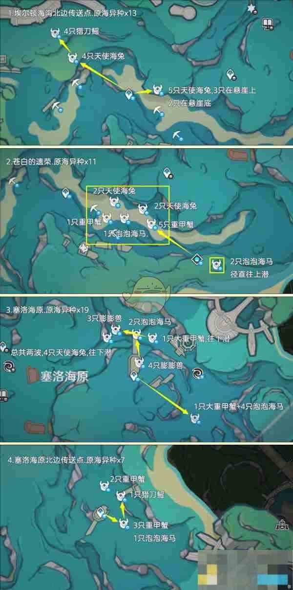 《原神》异海凝珠采集路线图介绍