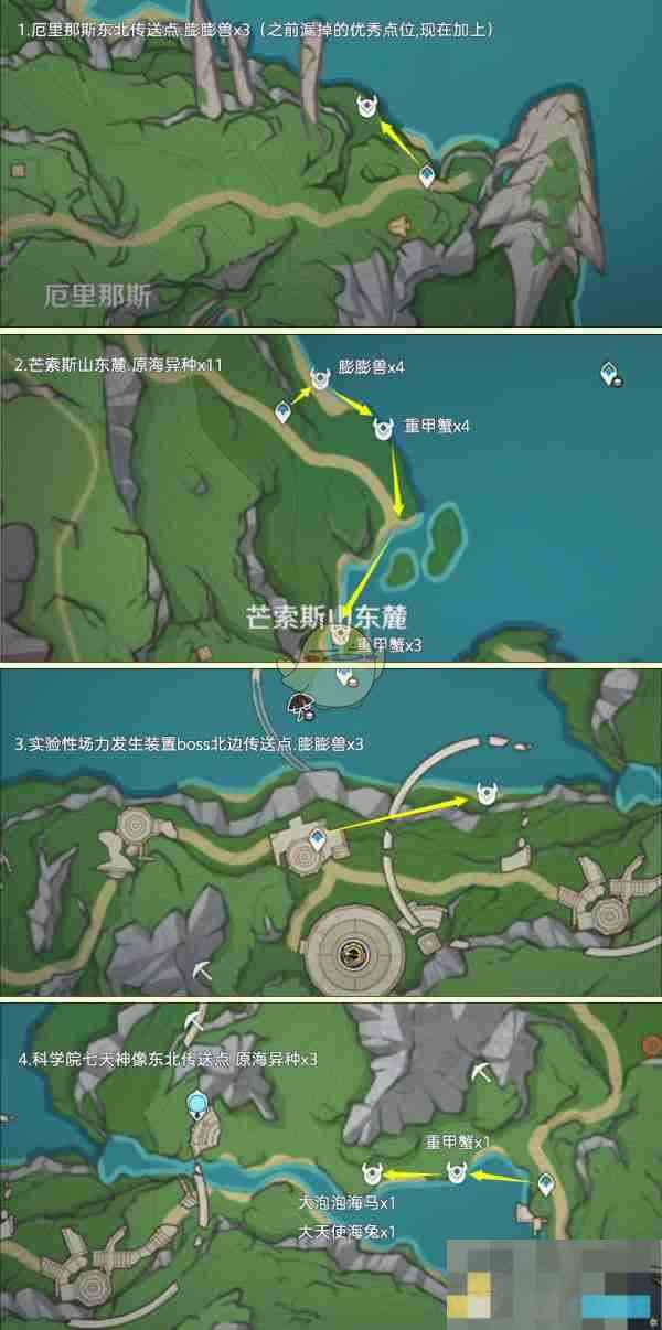 《原神》异海凝珠采集路线图介绍