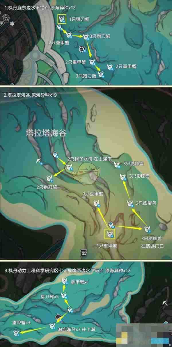 《原神》异海凝珠采集路线图介绍