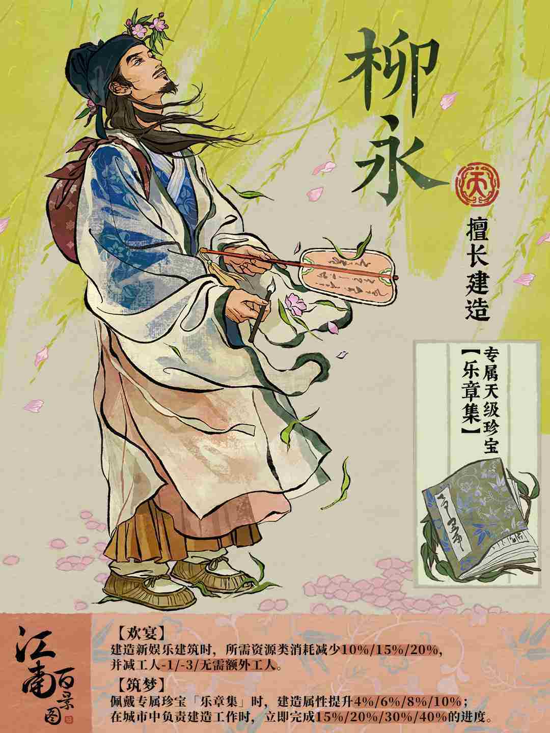 江南百景图柳永怎么样 江南百景图新居民柳永人物介绍