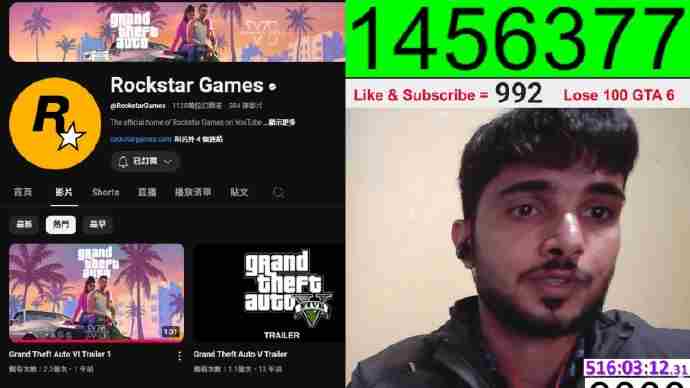 GTA6引发疯狂挑战 老外主播誓言直播念600万次游戏名