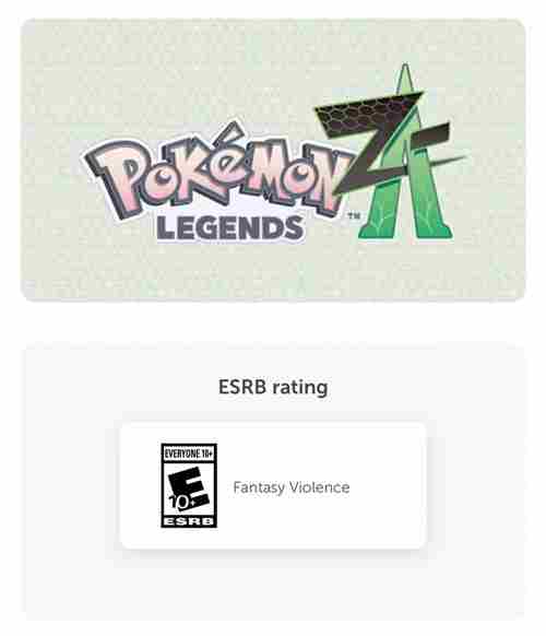 宝可梦传说Z-A获ESRB10评级系列首破限制级